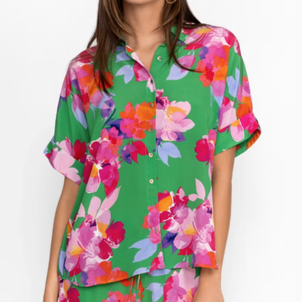 Johnny Was Nadine Silk Shirt Size Large